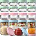 LemonRoad 16 Pack Glass Salad Dressing Containers to Go 9oz/7oz/5oz Condiment Cups with Lids Reusable Wide Mouth Mason Jars for Cereal, Airtight Stackable, Freezable, Dishwasher Safe