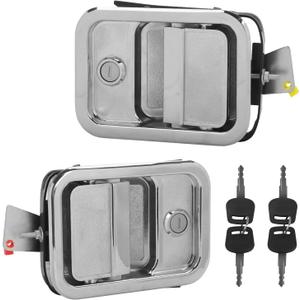 Pair Front Exterior Door Handle Compatible with Freightliner Argo, Century Class, Columbia, Coronado 2003-2014, Left & Right Side Door Handles w/Keys, Replaces 7605201, 7605202