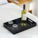 Black Oversize Acrylic Serving Tray with Handles 12x20 Inch -Spill Proof- Decorative Trays Countertop Organizer for Ottoman,Nightstand, Sidetable, Butler (12X20 Inch, Black)