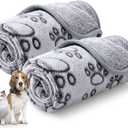 Luciphia Premium Soft Dog Blanket for Small Medium Large Dogs Washable 300GSM Fluffy Warm Fleece Puppy Cat Paw Print Pet Flannel Pcs2 Grey Paw M(30"x20")