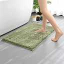 OWIYA Bathroom Rugs Mat 58x105Non Slip Chenille Bath Mats Bath Rugs for Bathroom Shower Chenille Sage Green