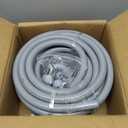Liquid-Tight Conduit 50 ft and 10 Pieces of Connector Kit, Electrical Conduit 1/2 50ft w/UL Certification, Flexible Conduit with 5 Straight and 5 90-Degree Conduit Connector Fittings