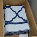 Waterproof Outdoor Rug 8x10 ft, Reversible Plastic Straw Rug, Easy to Clean Patio Rug, Portable Carpet for Patio, RV, Deck, Balcony, Backyard, Picnic, Beach, Clover, Navy Blue