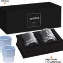 Whiskey Rocks Glass, Set of 4 (2 Crystal Bourbon Glasses, 2 Round Big Ice Ball Molds) In Gift Box - 10 Oz Old Fashioned Glasses for Scotch Cocktail Rum Cognac Vodka Liquor, Unique Gifts for Men