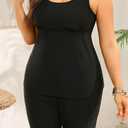 Plus Size Tankini Swimsuits - Athletic Two Piece Bathing Suits with Short for Women Swimwear with Pockets (Black)