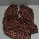 RoseSeek Women's Leopard Sheer Tops Bell Sleeve Tie Front V Neck T Shirt Vintage Party Y2K Clothes Going Out Top (Brown, S)