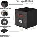 DECOMOMO Storage Bins, Cube Storage Bin with Labels, Fabric Storage Cubes for Shelves (10.5" x 11" / 6pcs, Black Pattern)