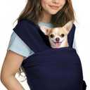 Pawaboo Pet Sling Carrier, Hands Free Dog Carrier Sling for Small Dogs and Cats, Puppy Kitten Pouch Soft Cotton Front Facing Cat Carriers Papoose, Reduce Back Neck Pain, Navy Blue