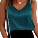 Ekouaer Womens Silk Satin Tank Tops V Neck Casual Cami Sleeveless Camisole Blouses Summer Basic Tank Shirt. Smal