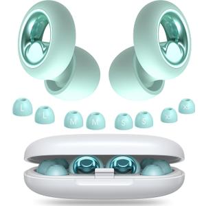 Ear Plugs for Sleeping Noise Cancelling, Soft Ear Plugs for Concert, 45dB Reusable Ear Plugs for Noise Reduction with 8 Ear Tips, Silicone Hearing Protection Earplugs for Sleep, Work(Mint)