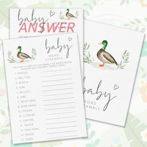 Hilarious Mallard Duck Baby Shower Games, Baby Gender Reveal Party Games, Double-Sided Prediction and Advice Card, Modern Minimal Party Supplies-B04