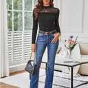 GORGLITTER Women's Turtleneck Long Sleeve Fall Tops Y2K Dressy Mock Neck Sexy Sheer Mesh Casual Going Out Tees Top 2025 (Black, XL)