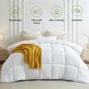 L LOVSOUL Down Alternative Oversized King Comforter, 120x98Inches, Polyester, White, All Season, Box Stitching Design, Corner Tabs