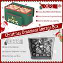 Christmas Ornament Storage Box Fits 128-3'' Holiday Ornaments Christmas Ornament Organizer Storage Box Christmas Decorations with Dividers (Green)