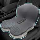 Memory Foam Seat Cushion for Sciatica & Back Pain Relief - Ergonomic Chair Pad with Adjustable Strap & Supportive Comfort Cover, Non-Slip for Car, Truck, Office Chair - Dark Gray&Light Gray, One Size