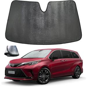 Windshield Sun Shade for 2021-2024 Toyota Sienna L LE SE XLE Limited Van Minivan - 5-Layer Bubble Foldable Front Window Shade Sun Visor Accessories - Blocks Heat & UV Rays
