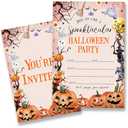 Halloween Party Invitations Cards, Spooky Pumpkin Party Invite, 20 Fill-in Invitations with Envelopes(4x6 inch), Teens Adults Halloween Party Supplies Decorations - A02