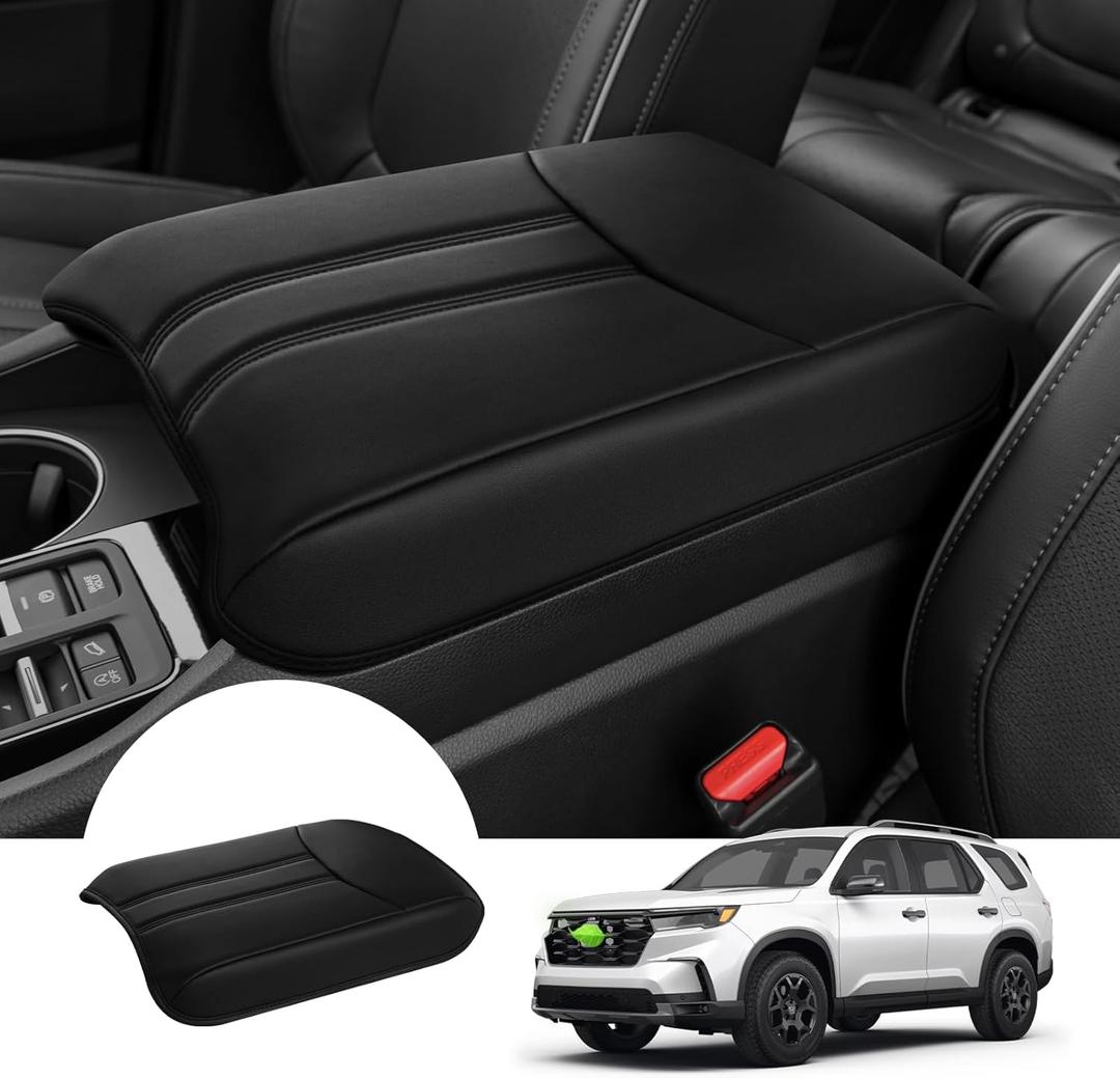 Autorder Center Console Cover for 2023-2025 2026 Honda Pilot/ 2024-2026 Ridgeline Passport Accessories Armrest Cover Anti-Scratch Middle Console Pad Extra Soft Leather Armrest Protector