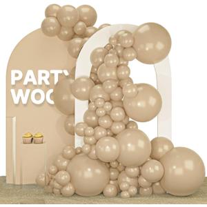 PartyWoo Vanilla Brown Balloons, 140 pcs Boho Pack Different Sizes 18, 12, 10, 5 Inch Light Brown for Garland or Arch Party Decorations, Brown-F56