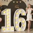 Mixifox 16 Light up Numbers 4 Feet Tall, 16 Marquee Numbers for Party, Sweet 16 Birthday Decorations, Big 16 Sign with Light for Anniversary, Birthday Backdrop Decor