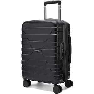 BAGSMART Carry On Luggage 22x14x9 Airline Approved with TSA Lock,20 Inch Lightweight Luggage with Spinner Wheels,100% PC Hard Shell Carry On Suitcases for Men Women,Purple (Black)