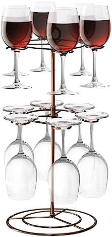 GeLive Champagne Stand Holder for Party, Drink Tree, Wine Glass Tree Flight Server, Tabletop Stemware Rack Hanger Organizer Champagne Tower Stand Cocktail Cup Tree for Wine Tasting Party Bar (Bronze)