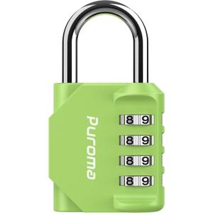 Puroma 1 Pack Combination Lock for Locker 4 Digit Outdoor Waterproof Padlock for School, Gym, Sports, Fence, Toolbox, Gate, Case, Outdoor, Hasp Storage, Cabinets (Yellow-Green)