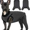 T'CHAQUE Dog Surgery Suit for Dogs After Surgery, Dog Onesie for Spay Surgery Female, Anti Licking Rear Leg Sleeve, Bodysuit for Abdominal Wounds Skin Disease,Substitute E-Collar & Cone, Gray, XS