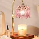Candle Warmer Lamp - Dimmable Candle Lamp with Timer, Flower Wax Warmer Lamp for Jar Candles, Adjustable Height Wax Melter for Valentine's Day Gift Home Decor, Farmhouse (Pink)