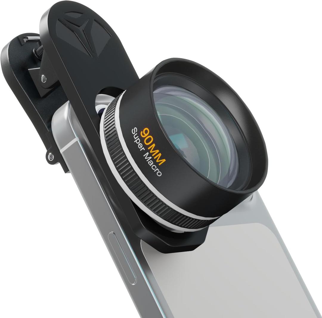 90mm Professional Macro Lens for Smartphone, Macro Lens Kit with Universal Lens Clip, Aluminum Phone Camera Lens Attachment for iPhone 17/16/15/12/11 Samsung & Android Phone