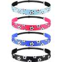 SATINIOR 4 Pieces Non-slip Soccer Headband for Girl Adjustable Football Hairband Sport(Black, Blue, Rose Red, Light Blue)