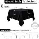 8 Pack Black Tablecloths 60 x 60 Inch Square Tablecloth, Wrinkle Resistant Black Table Cloth Washable Polyester Fabric for Party Wedding Banquet