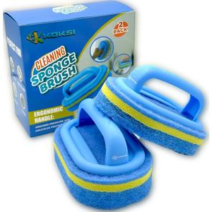 2-Piece Cleaning Brush for Bathroom Kitchen Bathtub Toilet Cleaner All Purpose Shower Sponge Scrubbing Brush with Ergonomic Handle