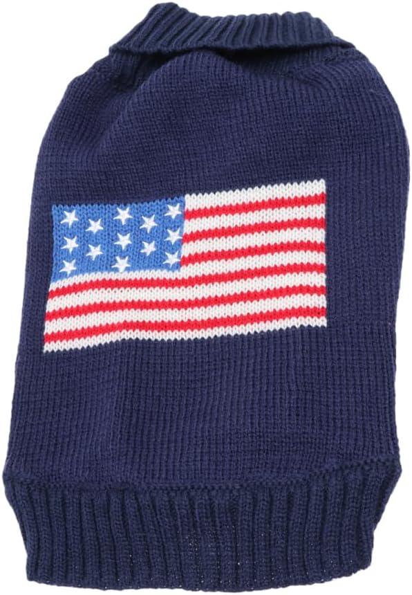 Dog Sweaters for Small Dogs - American Flag Puppy Sweater Warm Coats ChristmasSweatshirt Knitwear Pet Clothes for Puppy (Size S) (Picture 1)