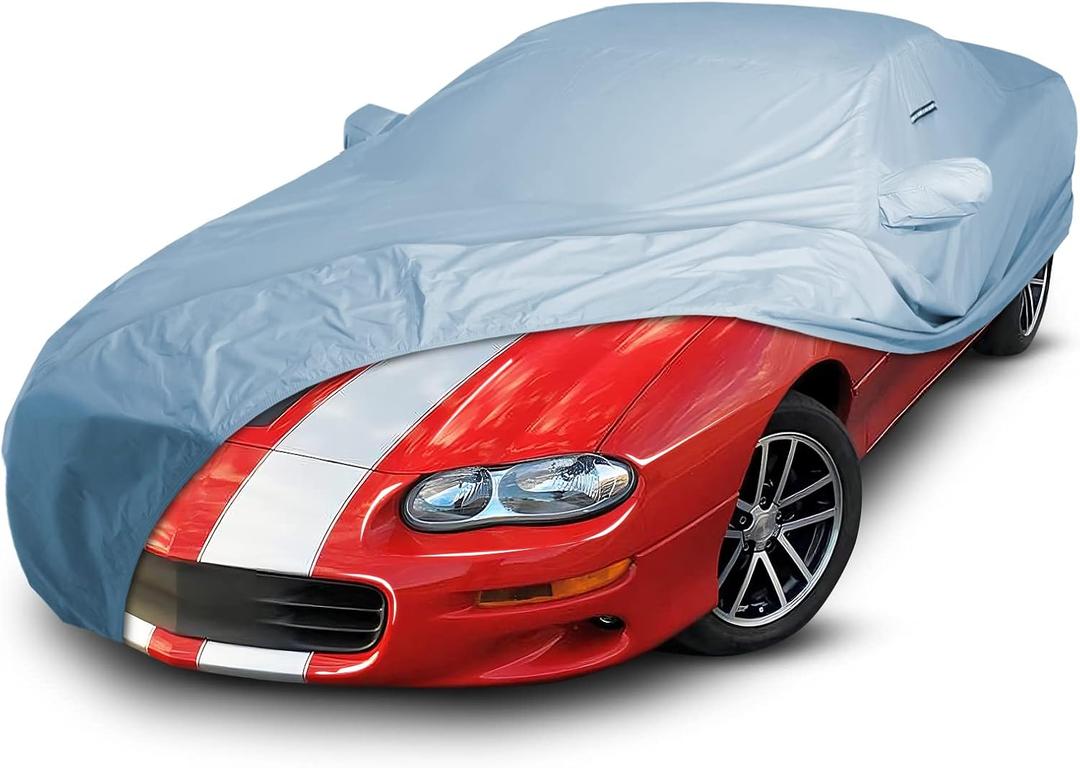 iCarCover Custom Car Cover for Chevy Camaro STD, Z28, SS, Waterproof All Weather Rain Snow UV Sun Protector Full Exterior Weatherproof Indoor Outdoor Car Cover with Strap (Year Fits 1993-2002) (1-Tone (Solid Gray))