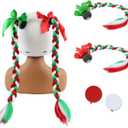 5 x Holiday Color 2 Psc Pigtail with Detachable Suction Cup Motorcycle Ponytail Bicycle Braids Hair Tails for Any Decorations Christmas