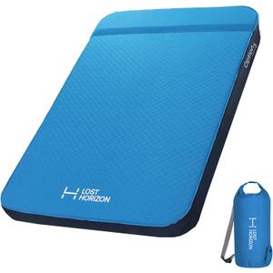 LOSTHORIZON Air & Foam Camping Mattress, Self-Inflating Sleeping Pad, 3" Thick, with Pump Sack, Full