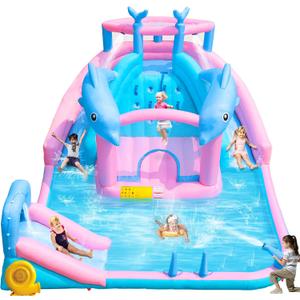 Inflatable Water Slide Park, Bounce House for Kids Aged 3-12, 195 x 162 x 104 inches