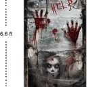 Horrible Horror Door Banner Cover for Halloween Party Decoration, Halloween Wall Decoration Backdrop, Holiday Home Hanging Decor Party Supplies Photo Background