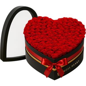 100 Preserved Roses, Forever Flowers for Delivery in Designer Heart-Shaped Box, Petite Long-Lasting Buds for Women, Eternal Rose Bouquet for Mothers Day, Girlfriend's Birthday