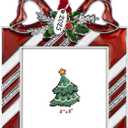 2025 Christmas Tree Gift Bag Ornament Picture Frame Metal Hanging Pendant Holiday 2" Photo Frame Charm Decorative of Pets, Baby First Christmas, Family (2025 Gift Bag)