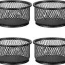 MaxGear Paper Clip Holder, Stackable PaperClip Organizer for Desk, 4 Pack Metal Mesh Paper Clip Holders with Non-Slip EVA Pad, Desk dispensers for Office Binder Box, Black