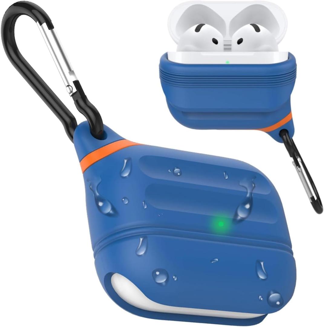 for Airpods 4th Generation Compatible with Apple Airpods 4 | Waterproof Protection | Portable | for USB-C/Wireless | Anti-Lost | One piece | Blue