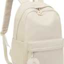 Girls Backpack, Middle School Back Pack for Teen Girls Cute Bookbag College Backpack for Women, Preppy Schoolbag for Elementary High School, Beige (15.6 In)