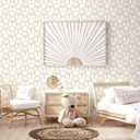 8 x Geometric Peel and Stick Wallpaper White and Yellow Contact Paper Floral Wallpaper Modern Self Adhesive Removable Wallpaper for Bedroom Bathroom Cabinets Decor Vinyl Rolls 197"x16.1"