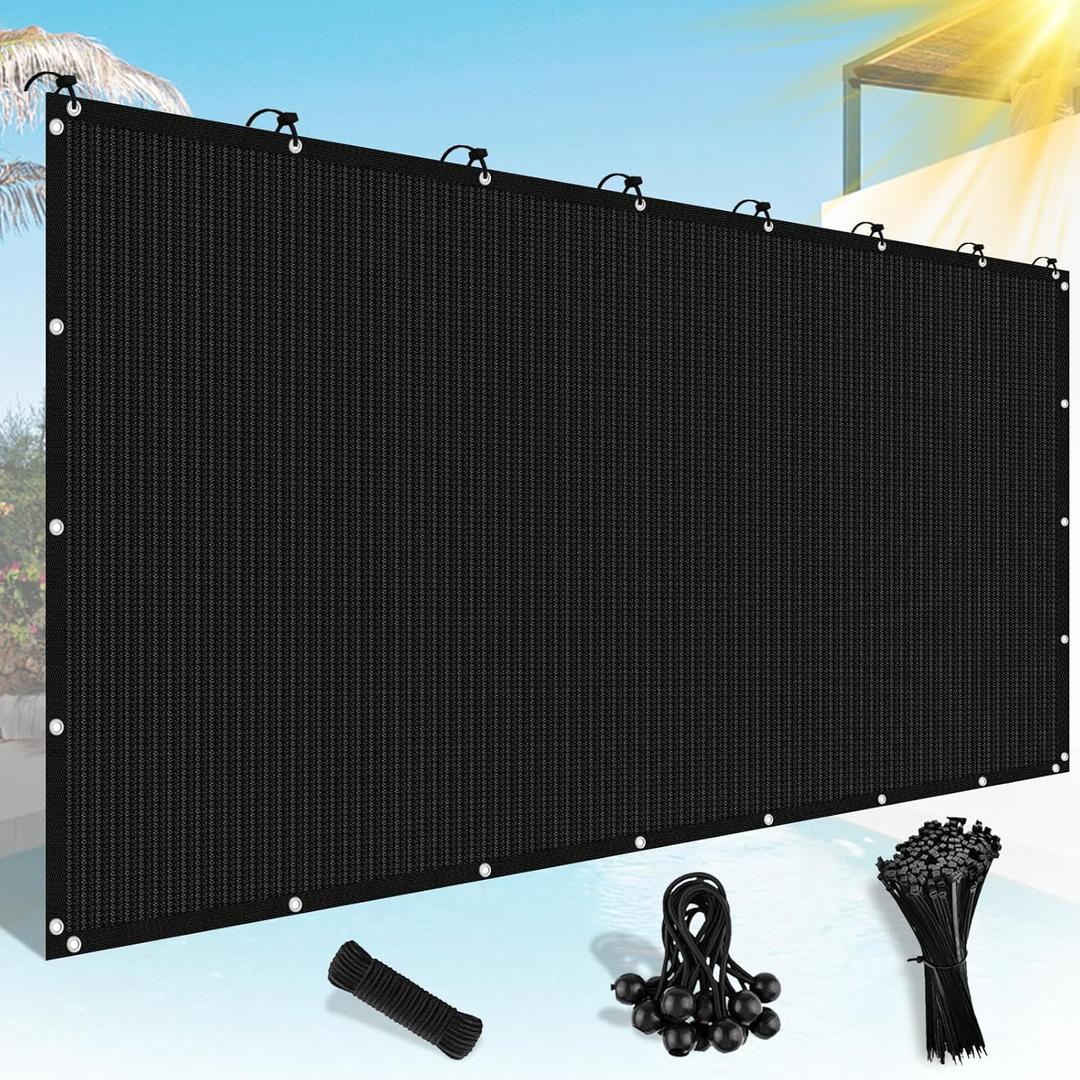 Shade&Beyond Customized 90% Sun Shade Cloth with Grommets, 12' X 20' Pergola Shade Cover Canopy, Mesh Tarp Sun Screens for Patio, Outdoor, Garden, Backyard, Black