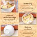 6 PCS Ceramic Rice Bowls, Cute Cartoon Small Dessert Bowl, Cereal Bowls Serving Bowl Gift Set, for Oatmeal, Ice Cream, Salads, Soups