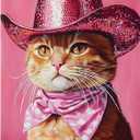 2 x Canrichshop Cowboy Cat Paint by Numbers Kit for Adults,DIY Acrylic Painting by Numbers Kits Beginner No Framed,Easy Disco Adult Paint by Number on Canvas for Decor 16x20inch