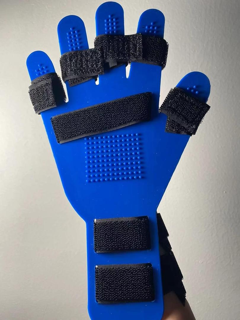 Finger Training Device Finger Orthotics Hand Splint with Wrist and Hand Brace Finger Mobility Hand Splints for Straightening Fingers Finger fingerboard rehabilitation training device (Blue)