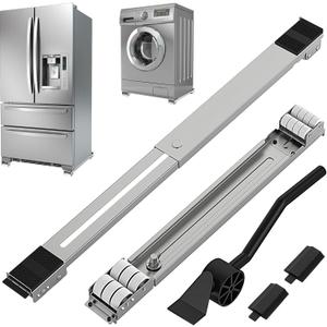 Appliance Rollers With 360 Swive Wheels, Anti Slip Heavy Duty Extendable Mover Tools with 28 Roller & Lifting Lever Tool For Moving Washing Machines, Dryers, Furniture, Refrigerators Base Stand